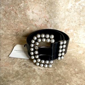 NWT Philosophy wide belt with faux pearl buckle